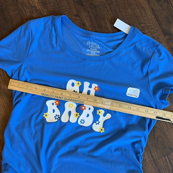 Time and Tru Women's Maternity Graphic Tee with Short Sleeves Size S (4-6) Blue - Picture 9 of 12